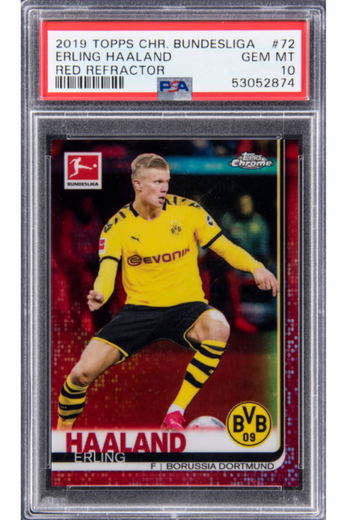 1. 2019-20 Topps Chrome Bundesliga Red Refractor #72 Erling Haaland Rookie Card (#04/10) - PSA GEM MT 10 - Pop 3