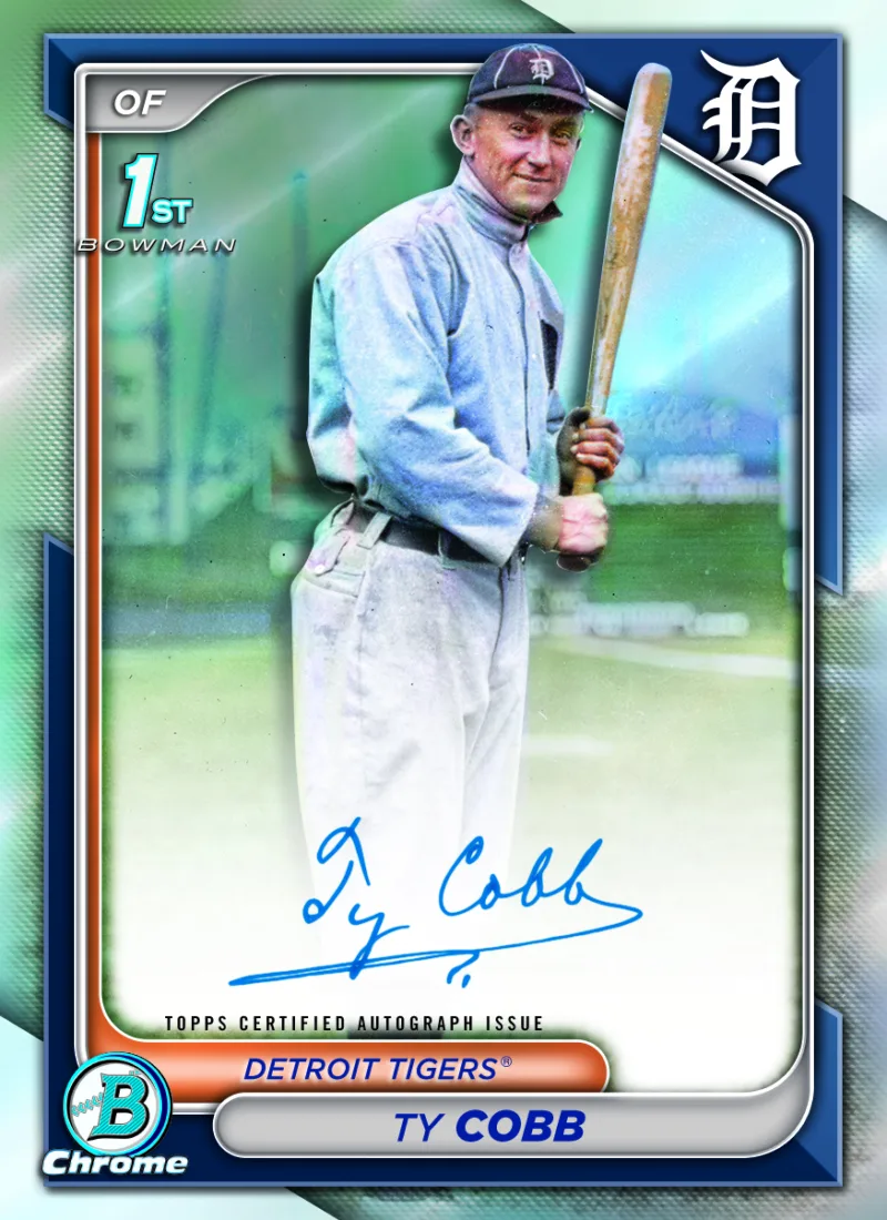 Ty Cobb’s 2024 Bowman Draft Baseball Refractor & Top Cards Topps Ripped