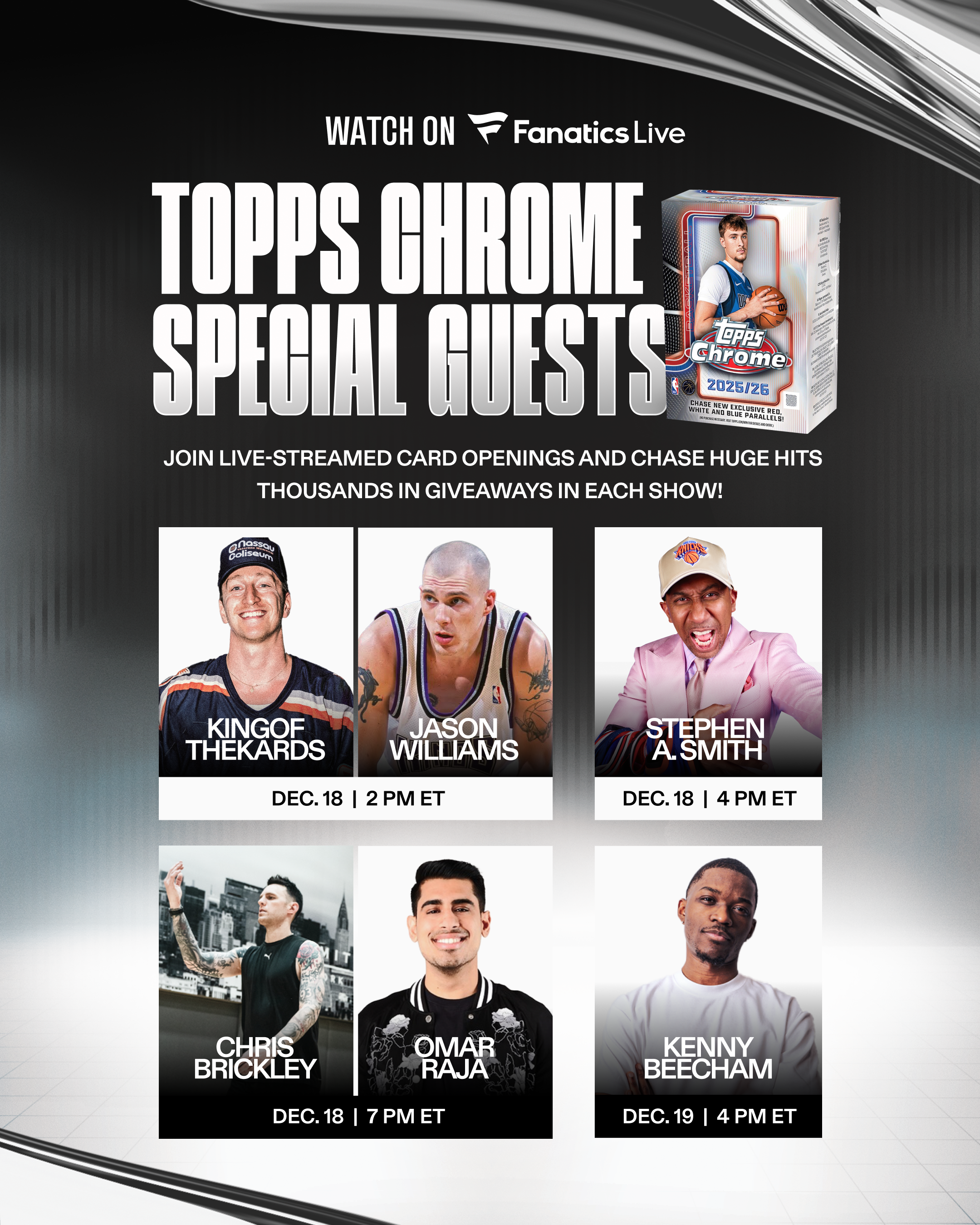 Topps Chrome Basketball Takes Over Fanatics Live: All-Day Breaks, Superstar Guests & Huge Hits